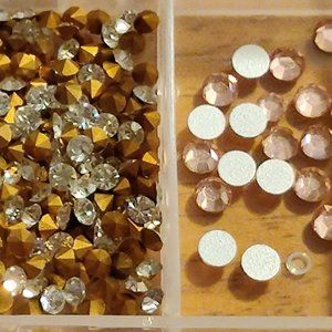 This is Collection of Vintage Swarofski Crystals, Hearts, Rounds, Emerald, Siam